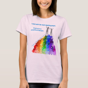 新しい高さ女性及び男の子に上る自閉症サポート Tシャツ
