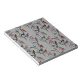 新しい鳥のパターンアクセサリー、ヴィンテージアートグレー ノートパッド (アングル)