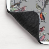 新しい鳥のパターンアクセサリー、ヴィンテージアートグレー マウスパッド (コーナー)