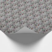 新しい鳥のパターンアクセサリー、ヴィンテージアートグレー ラッピングペーパー (角)