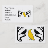 新しい鳥シルエットブラックイエロービジネスカード 名刺 (正面/裏面)