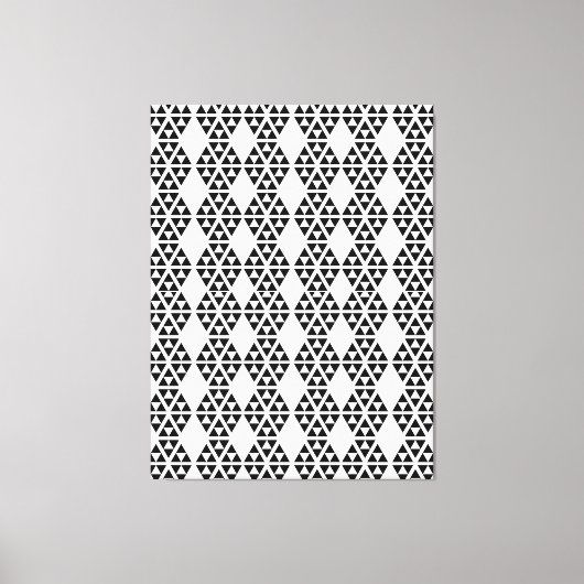 新しい黒と白の三角形、シームレスなパターン キャンバスプリント (正面)