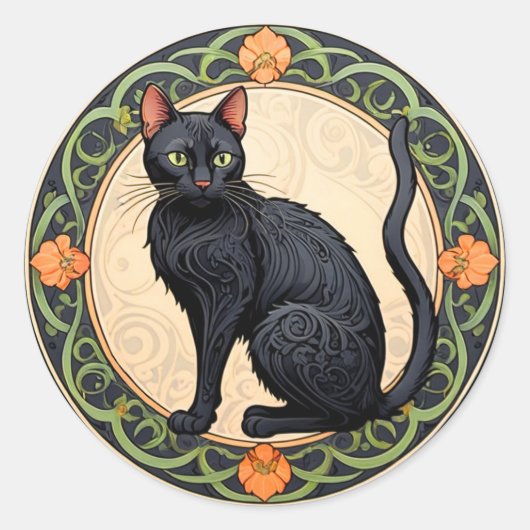 新しい黒猫 ラウンドシール (正面)
