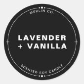 新しい黒自家製大豆キャンドルシックな瓶のふた ラウンドシール (正面)