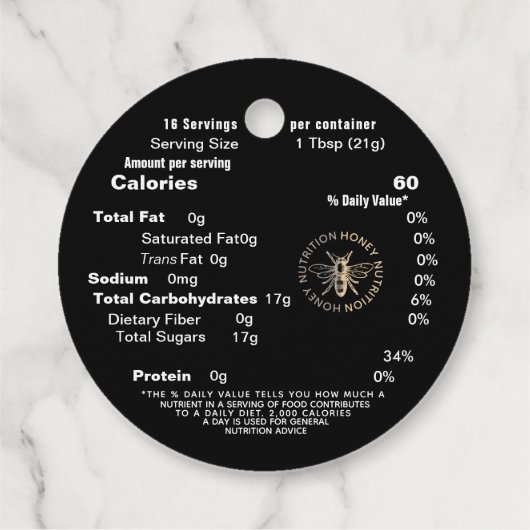 新しい黒金ゴールドハニー栄養ファクトラベルクイーンビー フェイバータグ (裏面)