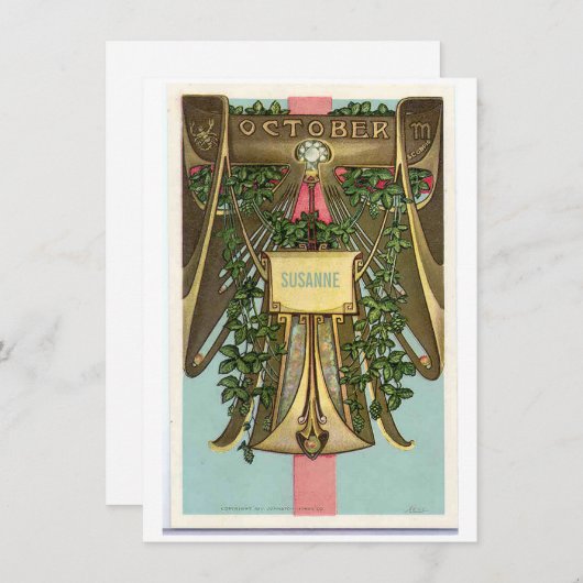 新しい10月蠍座〔占星術の〕十二宮図誕生日招待状 招待状 (正面/裏面)