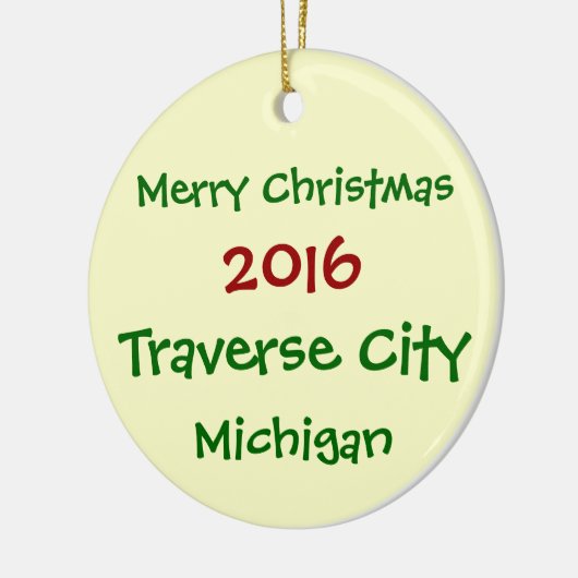 新しい2016の横断都市ミシガン州のクリスマスのオーナメント セラミックオーナメント (左)