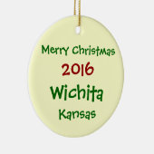 新しい2016年のウィチタカンザスのメリークリスマスのオーナメント セラミックオーナメント (右)