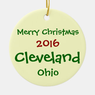新しい2016年のクリーブランドオハイオ州のメリークリスマスのオーナメント セラミックオーナメント
