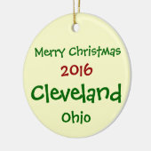 新しい2016年のクリーブランドオハイオ州のメリークリスマスのオーナメント セラミックオーナメント (左)