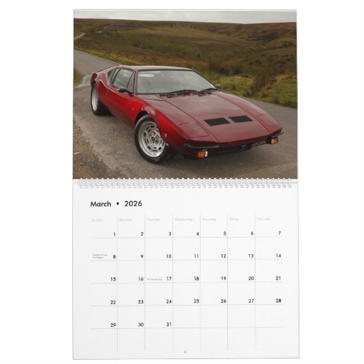 新しい2016年のDe Tomaso Calendar カレンダー (3月 2026)