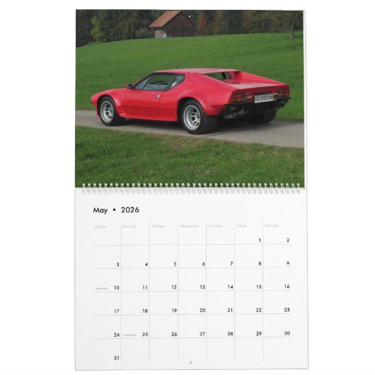 新しい2016年のDe Tomaso Calendar カレンダー (5月 2026)