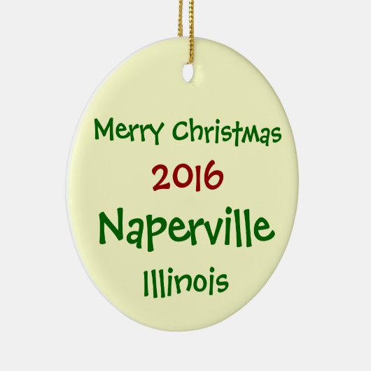 新しい2016年のNAPERVILLEイリノイのクリスマスのオーナメント セラミックオーナメント (右)