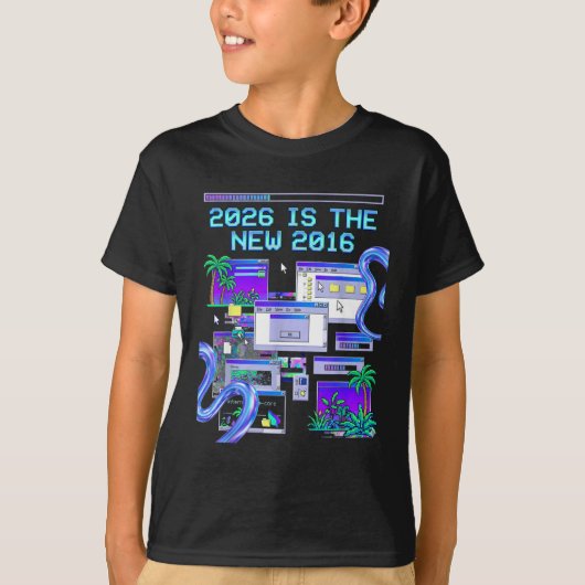新しい2016年ヴェイパーウェーブ ピクセル コンピューターの美学 Tシャツ (正面)