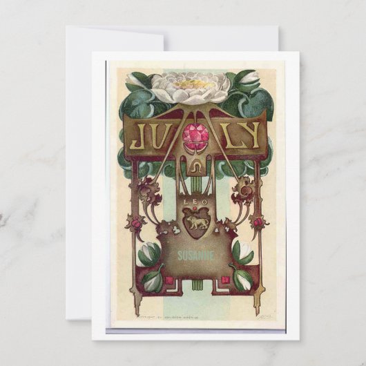 新しい7月レオ〔占星術の〕十二宮図誕生日招待状 招待状 (正面)