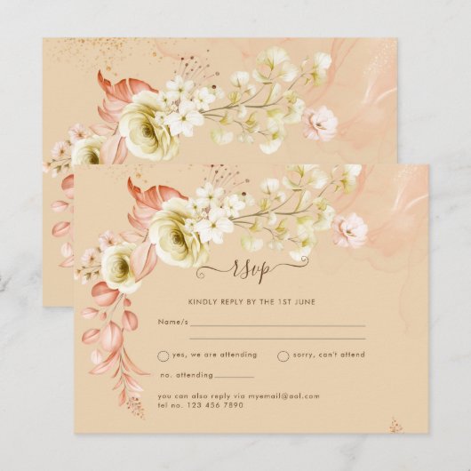 新しい！コーラルかわいらしオリーブの花ミックスコーズ結婚ズ ポストカード (正面/裏面)