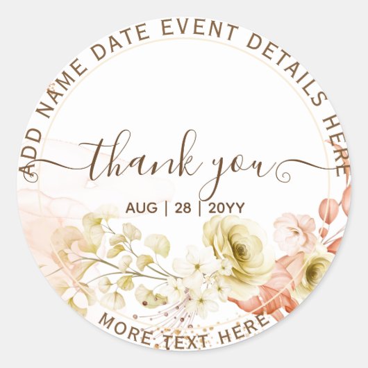 新しい！コーラルかわいらしオリーブの花ミックスコーズ結婚ズ ラウンドシール (正面)
