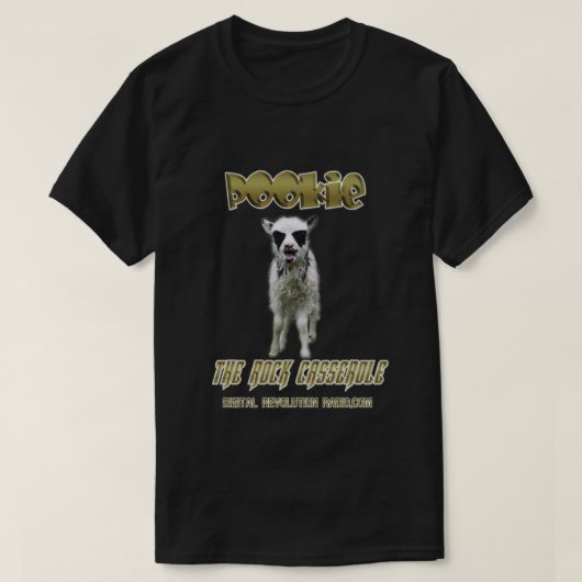 新しい!! Pookieの石のカセロールの黒のTシャツ Tシャツ (デザイン正面)