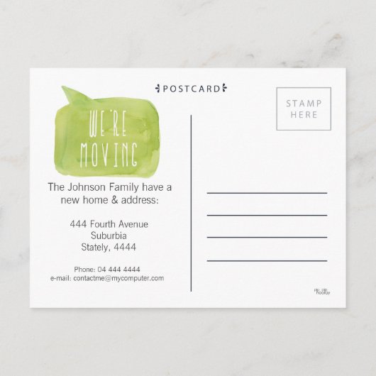 新しいAddress House Homeフォトポストカードを移動する 案内ポストカード (裏面)