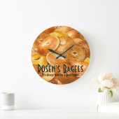 新しいBagels.Deli.Bagel Shop.Baker.Custom ラージ壁時計 (ホーム)