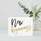 新しいBeginnings Positivity引用文ホワイト ポストカード (スタンド正面)