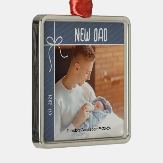 新しいDad初めてのクリスマス写真 メタルオーナメント (右)