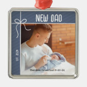新しいDad初めてのクリスマス写真 メタルオーナメント (正面)
