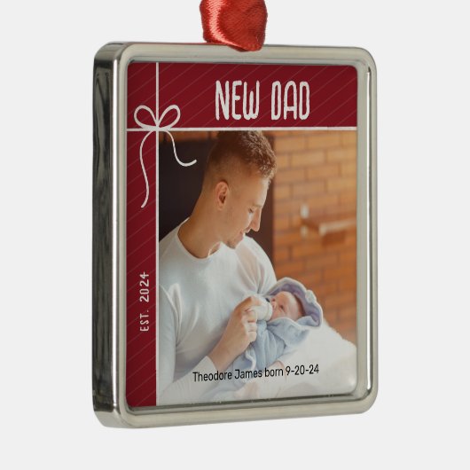 新しいDad初めてのクリスマス写真 メタルオーナメント (右)