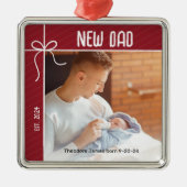 新しいDad初めてのクリスマス写真 メタルオーナメント (正面)