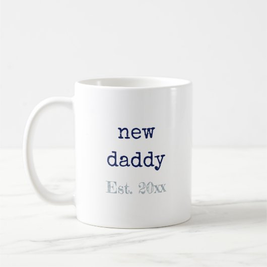 新しいDaddyベビー誕生統計 コーヒーマグカップ (左)