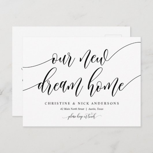 新しいDream Homeアドレス、Moving Announcement ポストカード (正面/裏面)