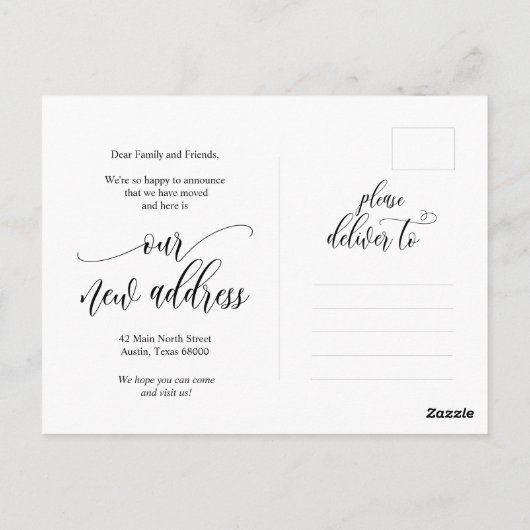 新しいDream Homeアドレス、Moving Announcement ポストカード (裏面)