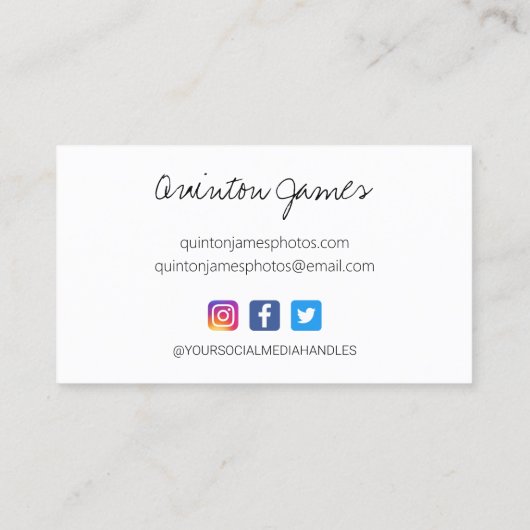 新しいDSLRカメラ写真ビジネスカード 名刺 (裏面)