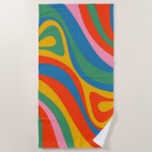 新しいGrooveレトロトリップ（幻覚体験）のようなカラフル抽象芸術 ビーチタオル (正面)
