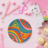 新しいGrooveレトロトリップ（幻覚体験）のようなカラフル抽象芸術 ペーパープレート (パーティー)