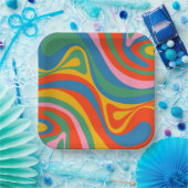 新しいGrooveレトロトリップ(幻覚体験)のようなカラフル抽象芸術 ペーパープレート (パーティー)