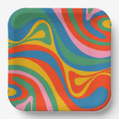 新しいGrooveレトロトリップ（幻覚体験）のようなカラフル抽象芸術 ペーパープレート (正面)