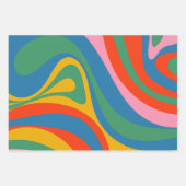 新しいGrooveレトロトリップ(幻覚体験)のようなカラフル抽象芸術 ラッピングペーパーシート (正面3)