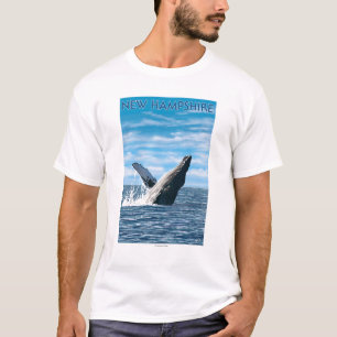 新しいHampshireHumpbackのクジラ場面 Tシャツ