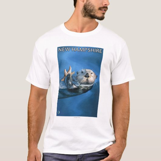 新しいHampshireSeaのカワウソ場面 Tシャツ (正面)