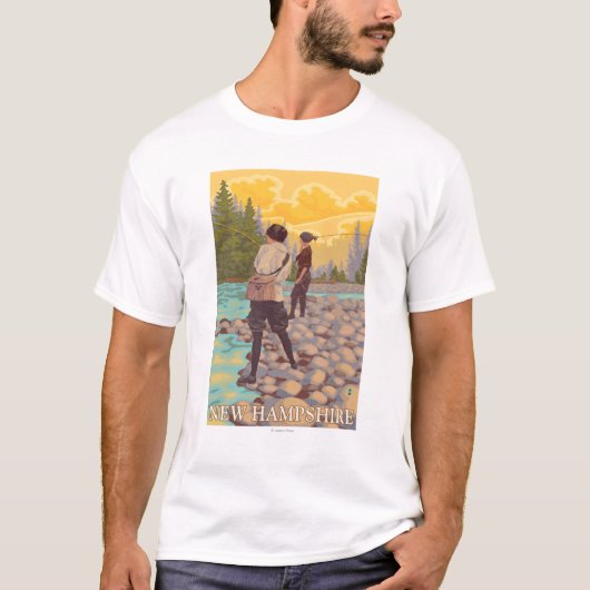 新しいHampshireWomenのはえの魚釣り場面 Tシャツ (正面)