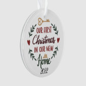 新しいHome 2022の初めてのクリスマスを保存 オーナメント (正面)