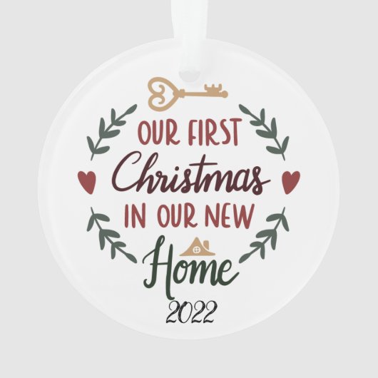 新しいHome 2022の初めてのクリスマスを保存 オーナメント (裏面)