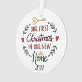 新しいHome 2022の初めてのクリスマスを保存 オーナメント (正面)