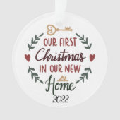 新しいHome 2022の初めてのクリスマスを保存 オーナメント (正面)