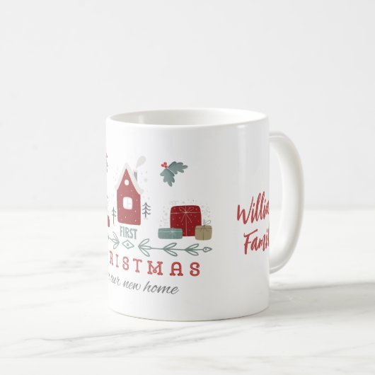 新しいHome Keepsake Familyの初めてのクリスマス コーヒーマグカップ (正面右)