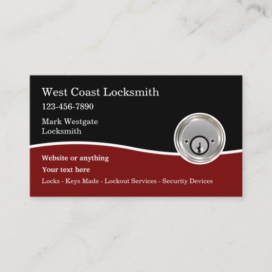 新しいLocksmith Deadboltグラフィック 名刺 (正面)