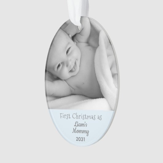 新しいMom初めてのクリスマスをMommy Personalize写真として オーナメント (正面)