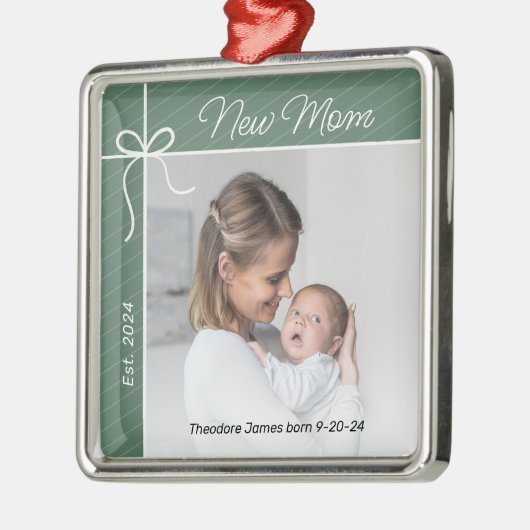 新しいMom初めてのクリスマス写真 メタルオーナメント (左)