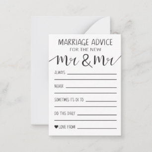 新しいMrとMrの結婚アドバイスカード アドバイスカード